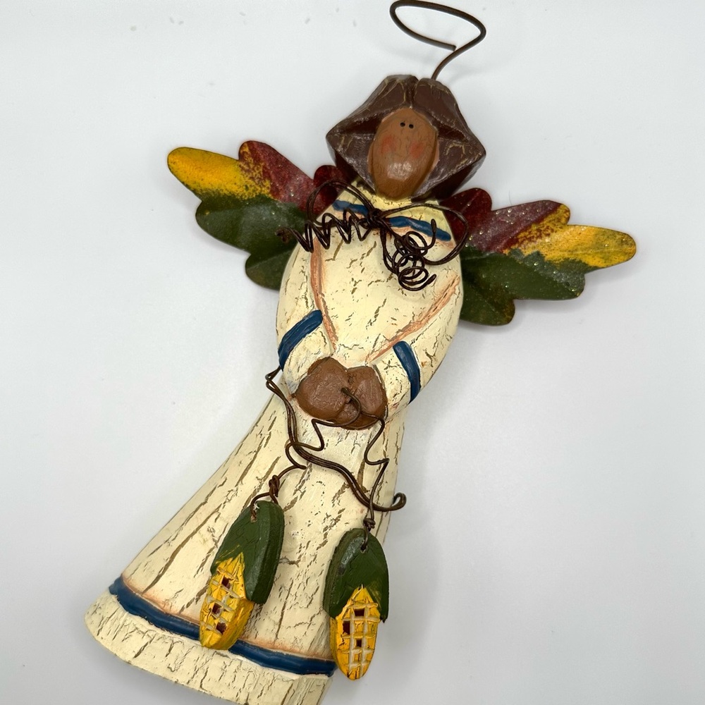 Vintage wood and metal angel figurine